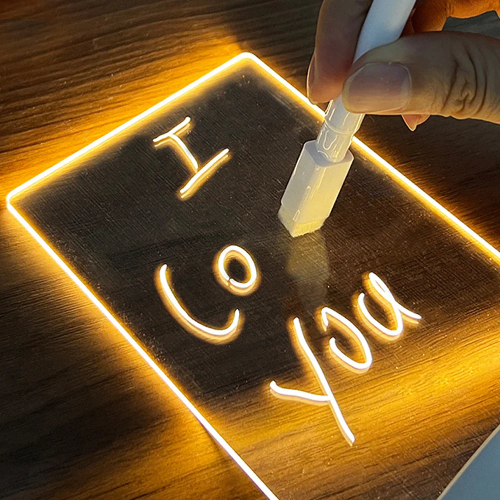 Creative Led Night Light USB Message Board with Pen