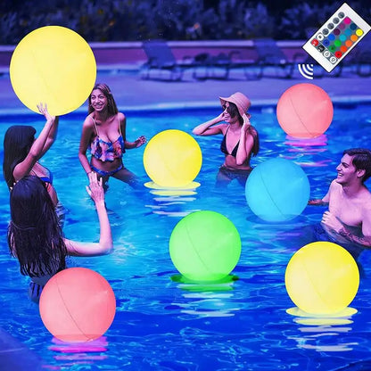 LED Glowing Beach Ball Remote Control Light Swimming Pool Toy