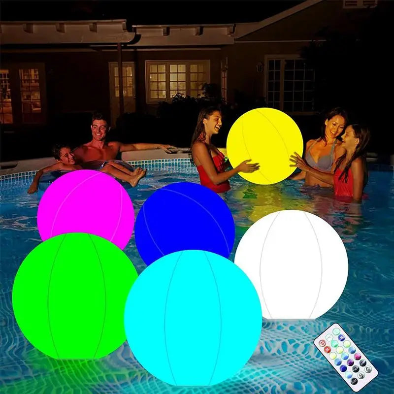 LED Glowing Beach Ball Remote Control Light Swimming Pool Toy