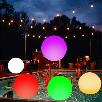 LED Glowing Beach Ball Remote Control Light Swimming Pool Toy