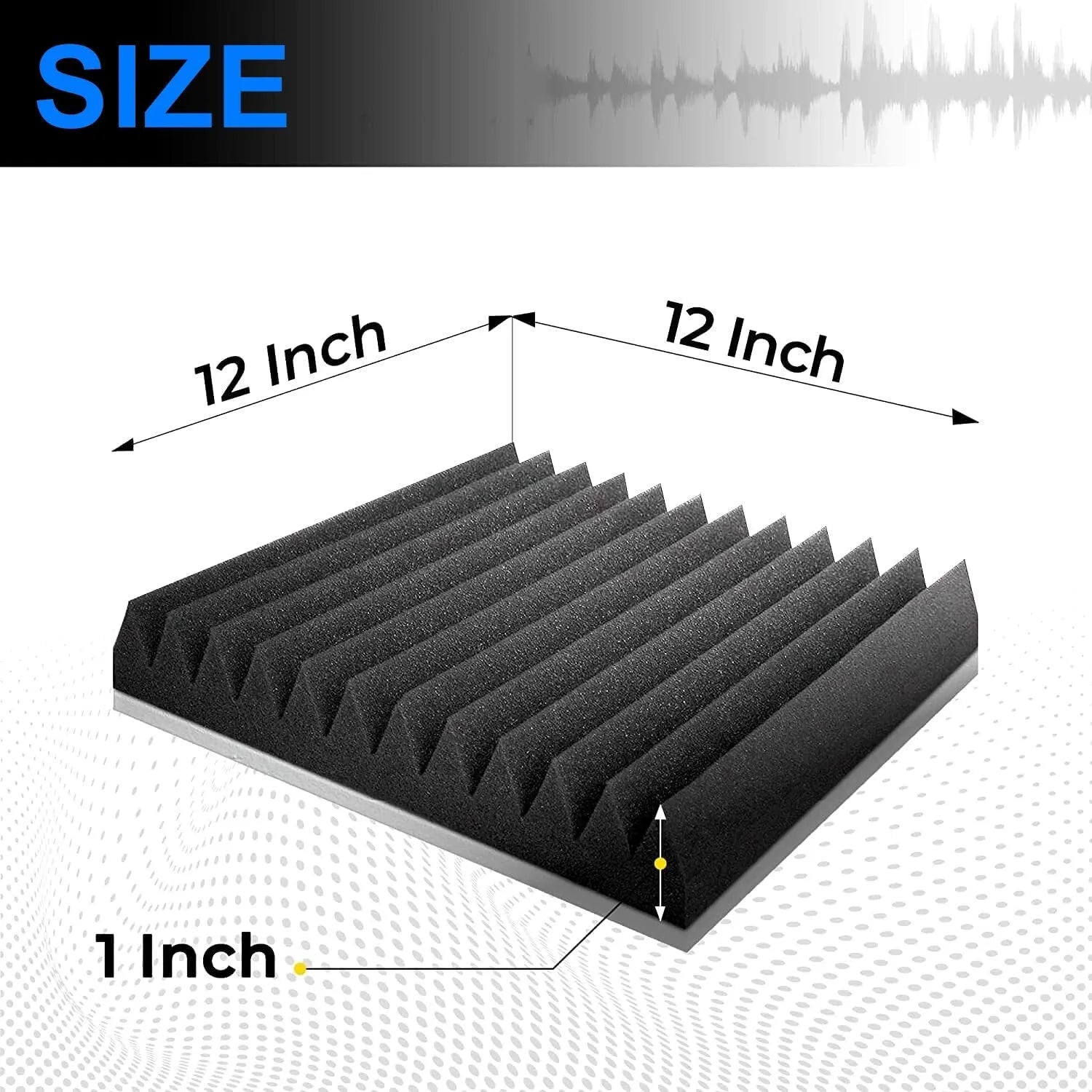 12 Pack Acoustic Panels Self-Adhesive, 1X12X12 Inchs Soundproof Wall Panels Quick-Recovery Sound Proof Foam Panels High Density