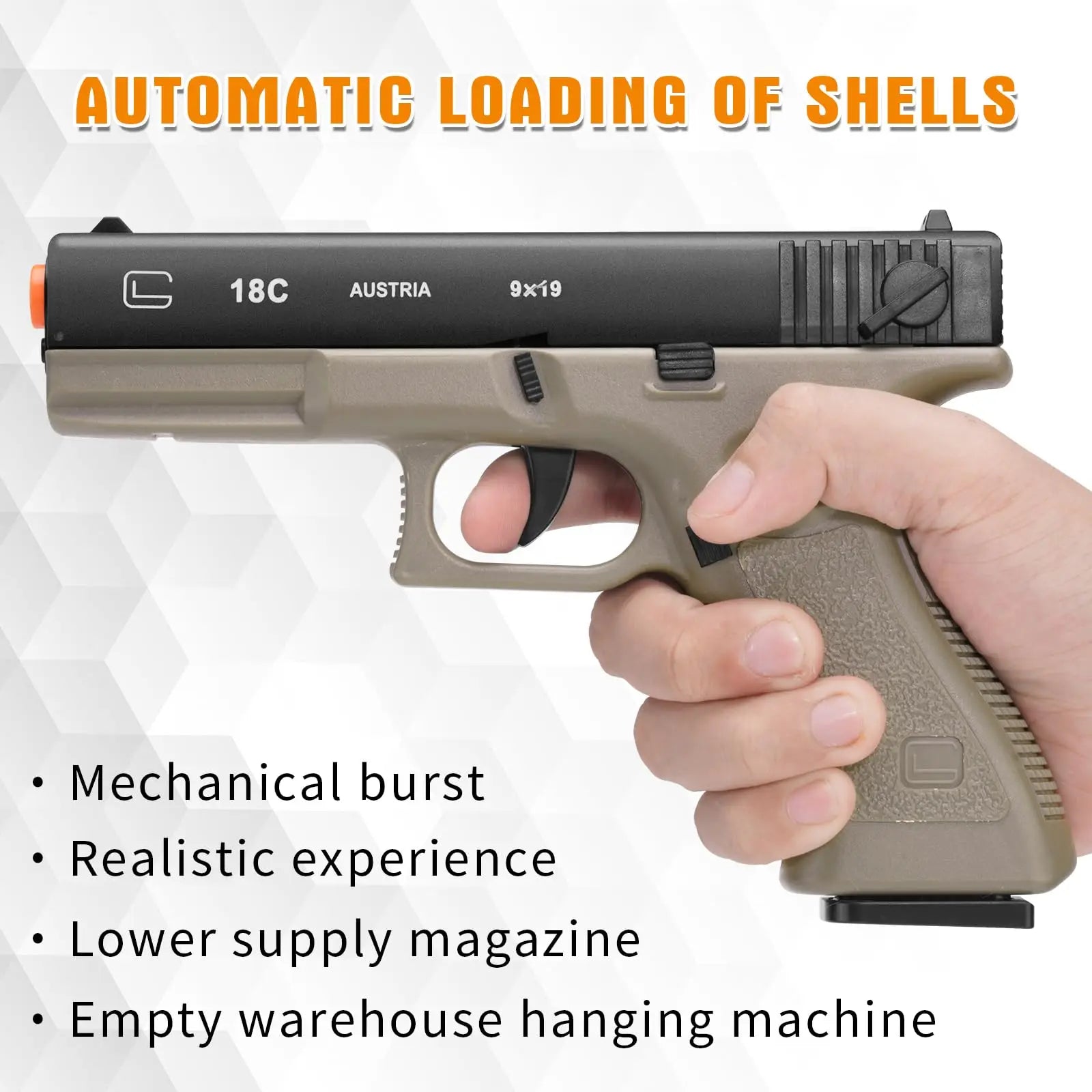 Semi Automatic Shell Ejecting Soft Bullet Glock Toy