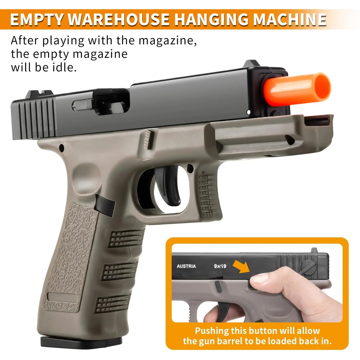 Semi Automatic Shell Ejecting Soft Bullet Glock Toy