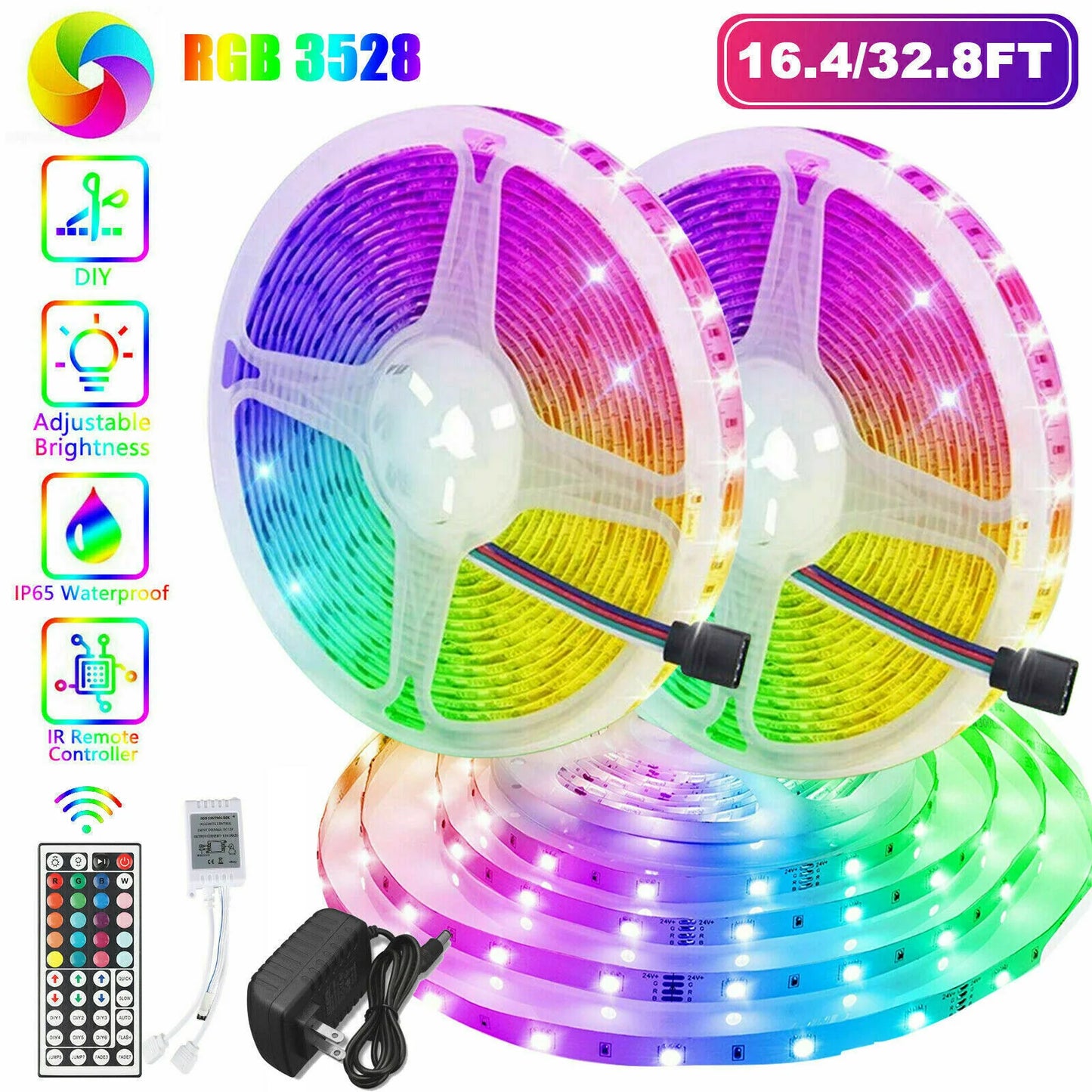 32FT LED LED Strip Light Flexible With RGB Remote